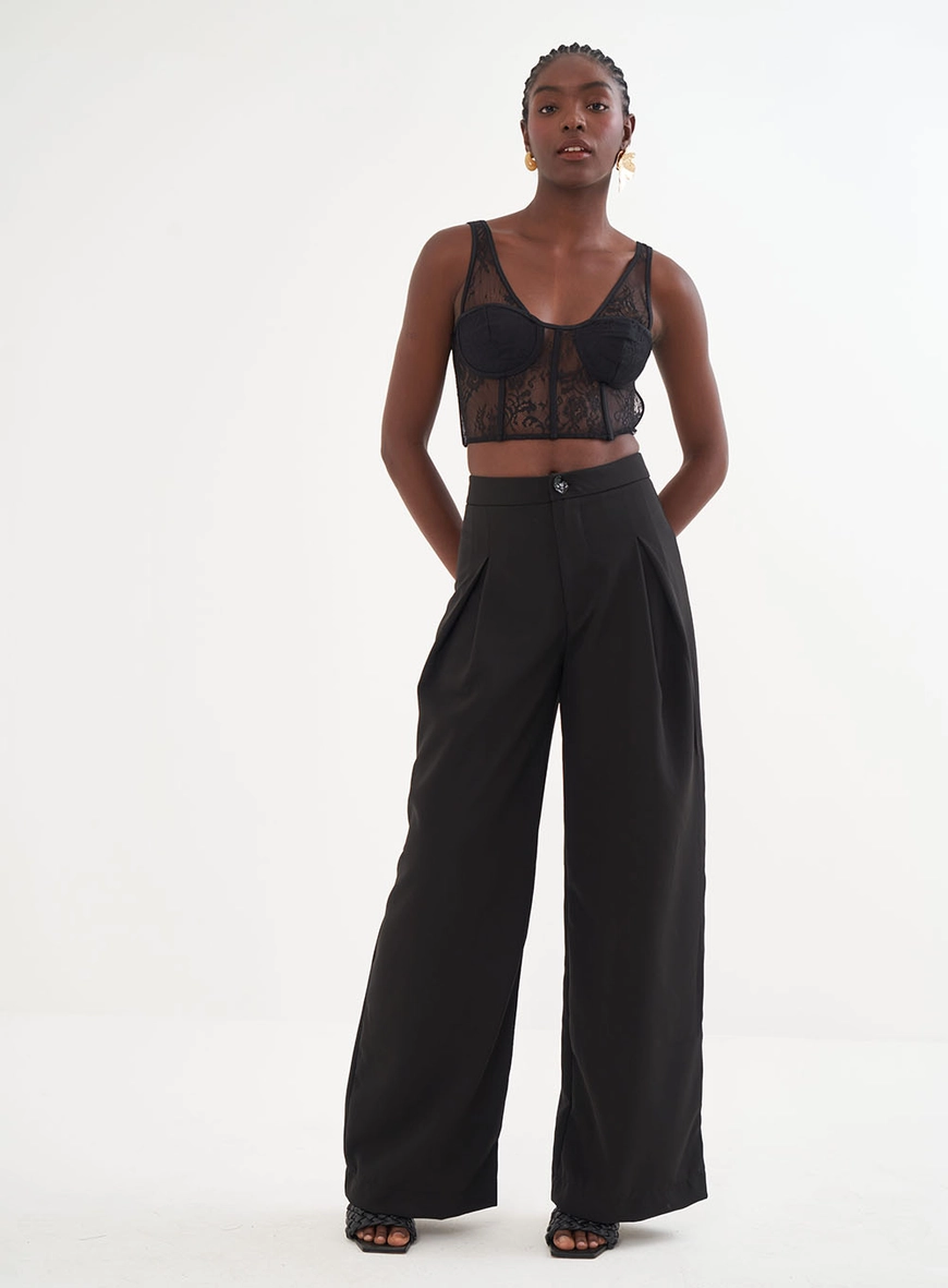 Calça Feminina Alfaiataria Com Pregas - Joana