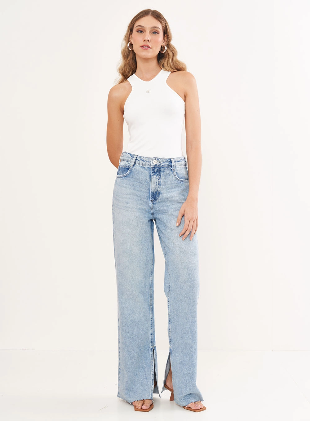 Calça Feminina Jeans Com Barra À Fio - Juliette Índigo