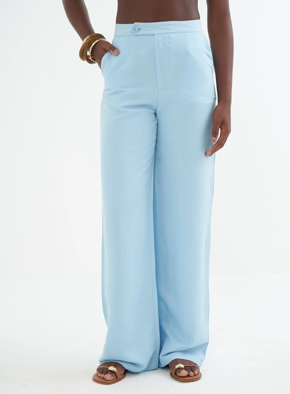 Calça Feminina Alfaiataria Em Linho - Riviera Azul