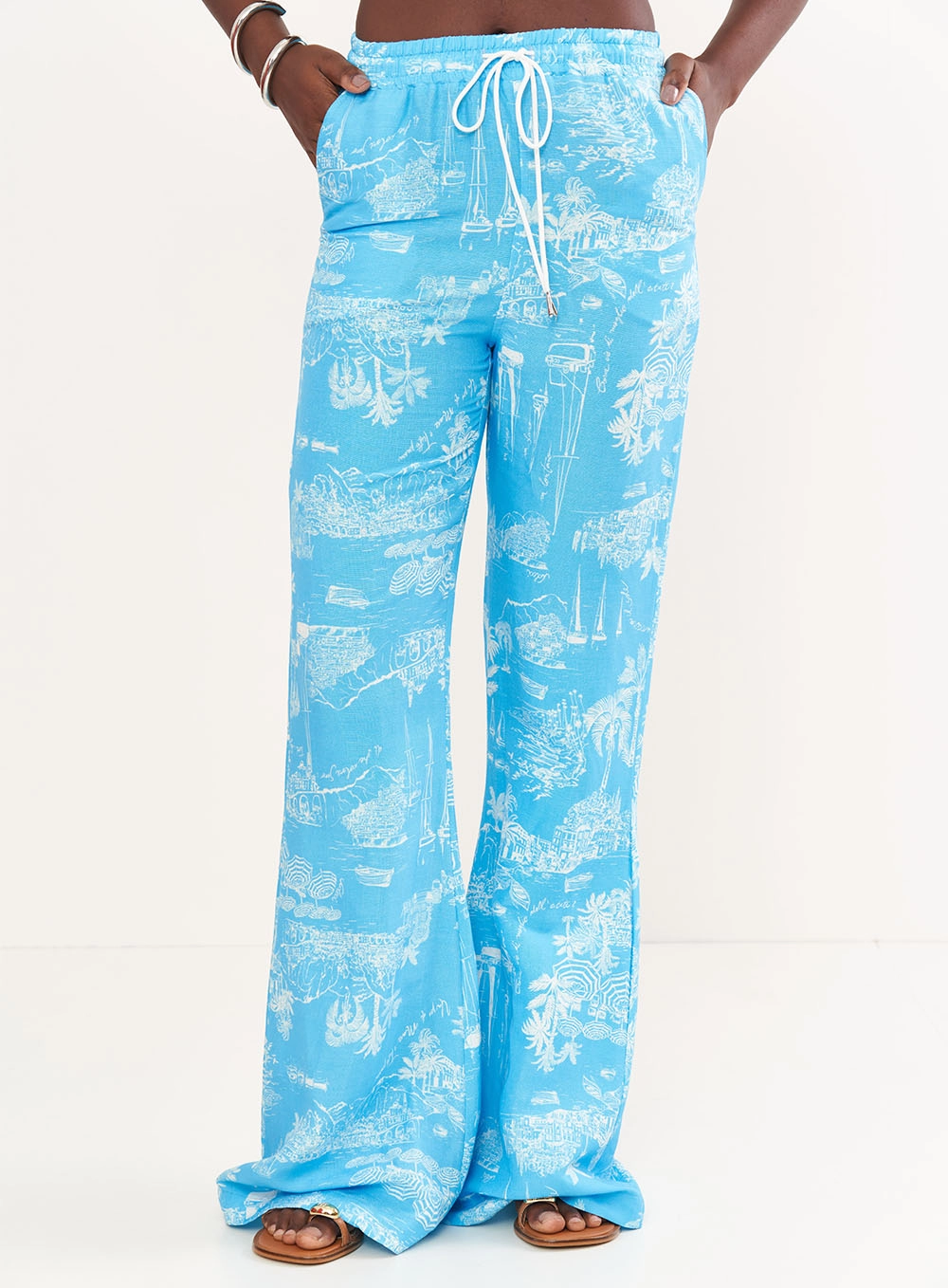 Calça Linho Flare Estampada Estampados