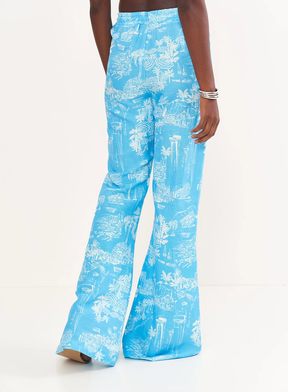 Calça Linho Flare Estampada Estampados