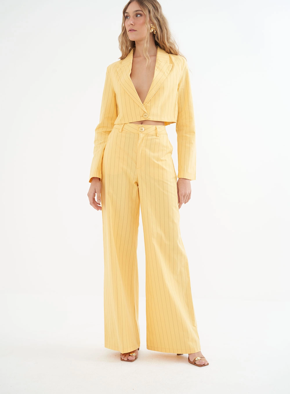 Calça Feminina Alfaiataria Listrada Estampados