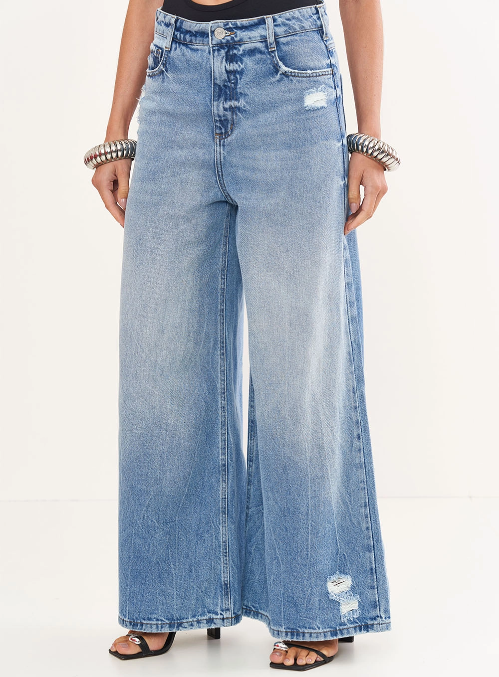 Calça Feminina Jeans Ampla - Seul Índigo