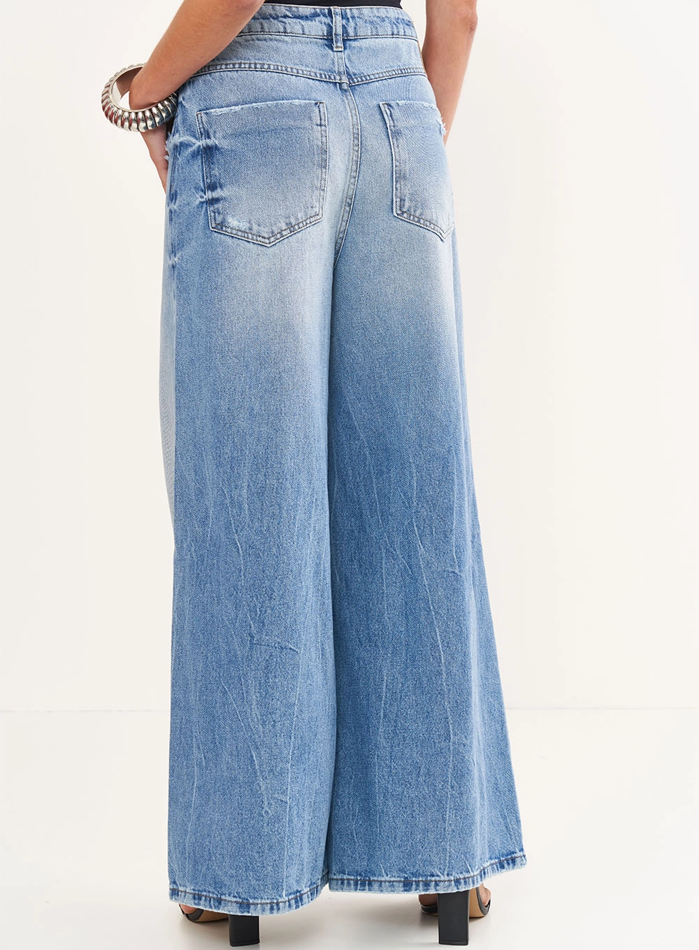 Calça Feminina Jeans Ampla - Seul Índigo