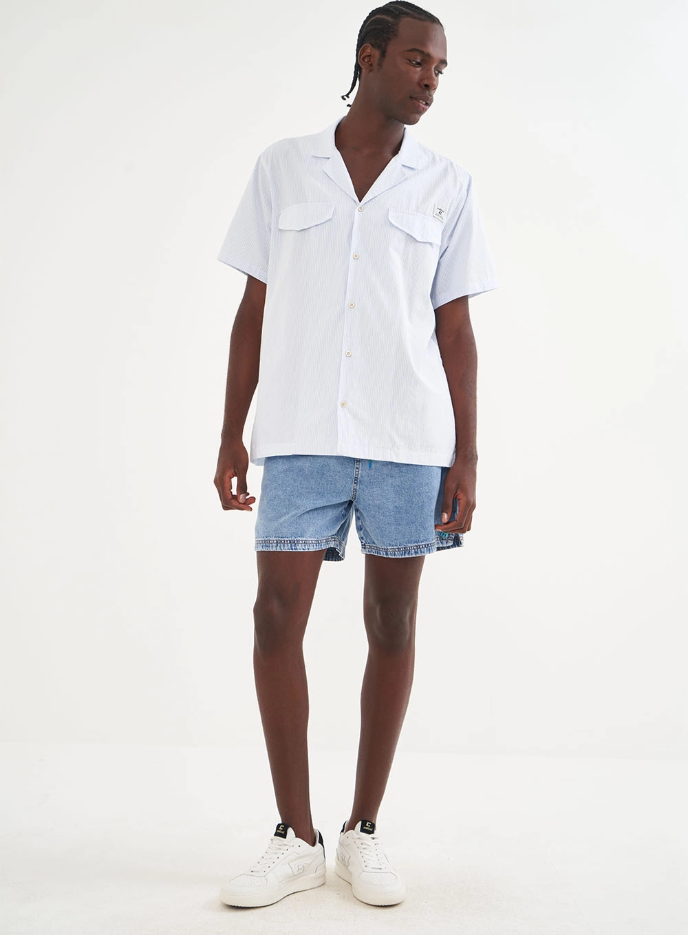 Bermuda Masculina Jeans Cós Com Elástico Índigo