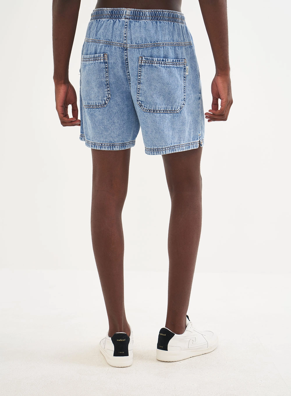 Bermuda Masculina Jeans Cós Com Elástico Índigo