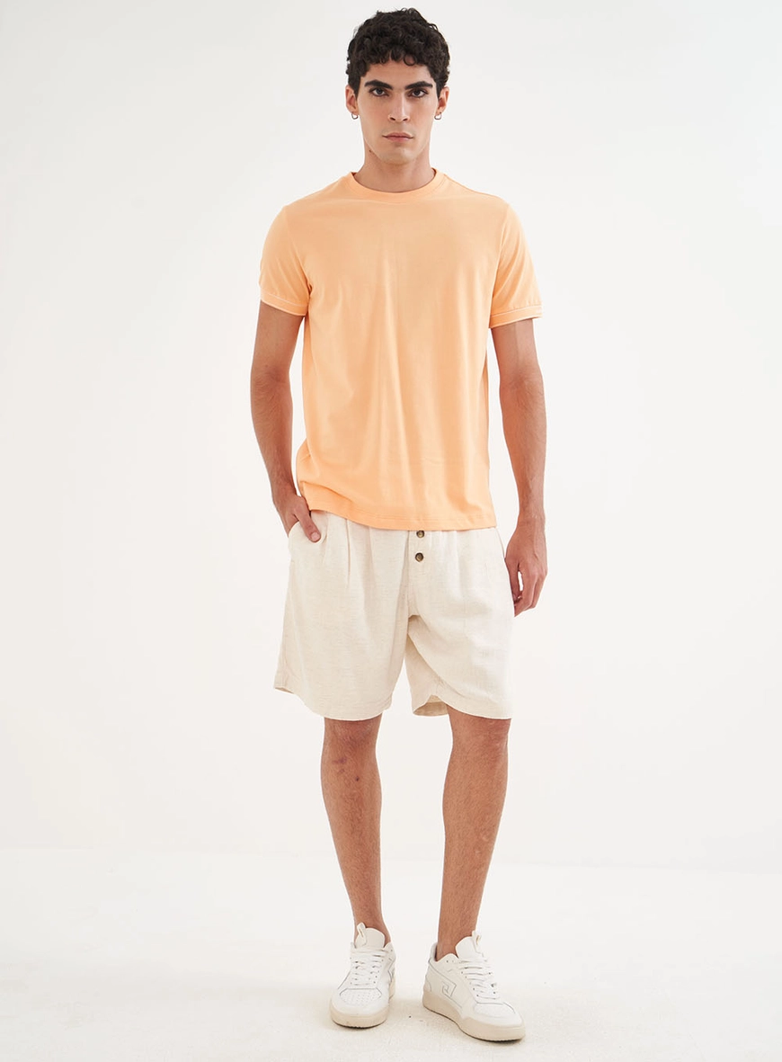 Bermuda Masculina Alfaiataria Cargo Em Linho