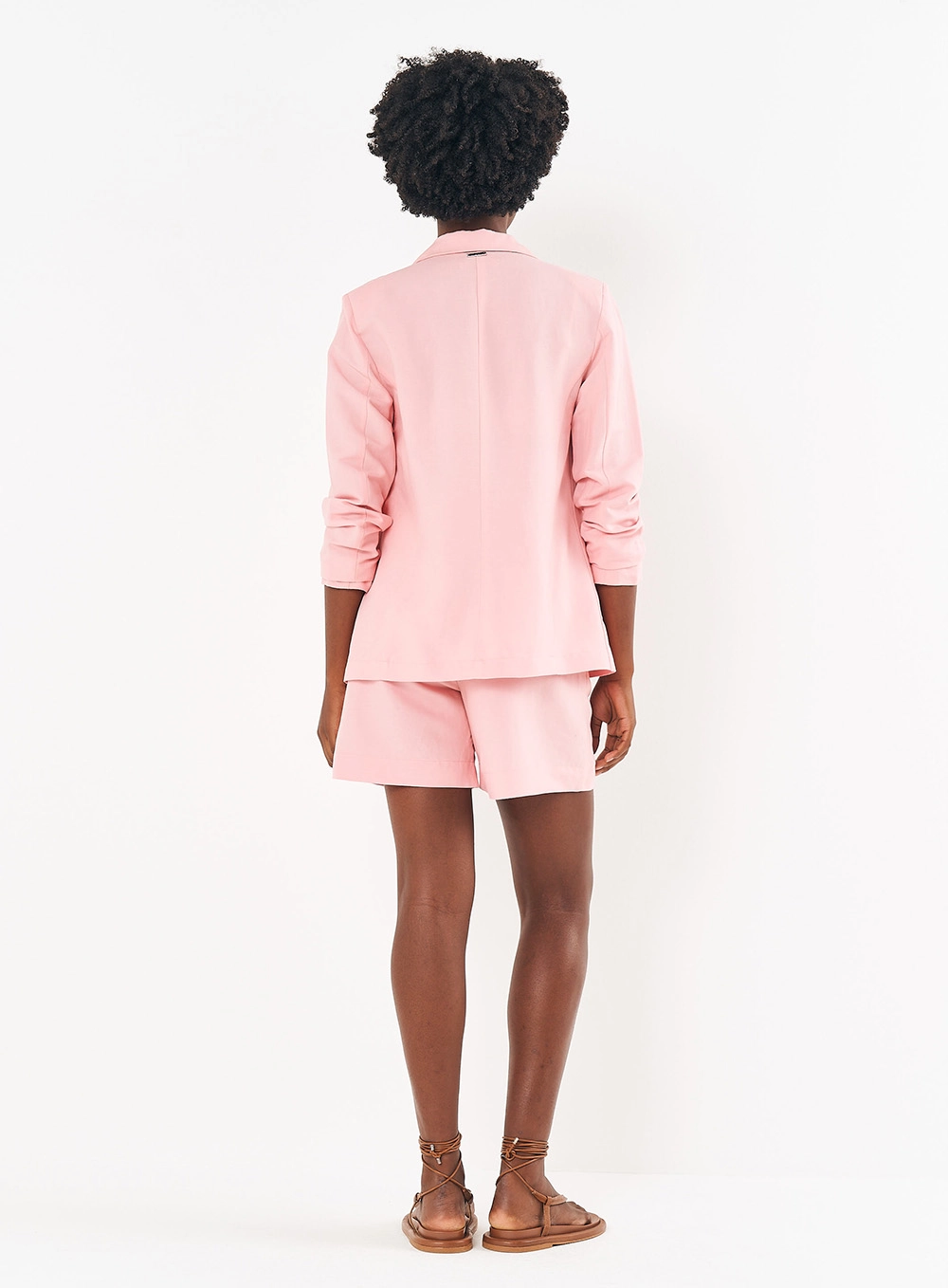 Bermuda Feminina Em Linho Rosa