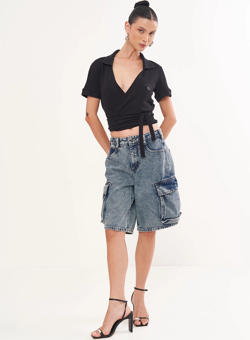 Bermuda Feminina Jeans Cargo Jade - Riviera