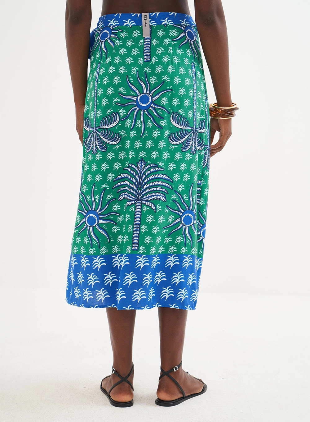 Saia Midi Estampada Com Transpasse Estampados