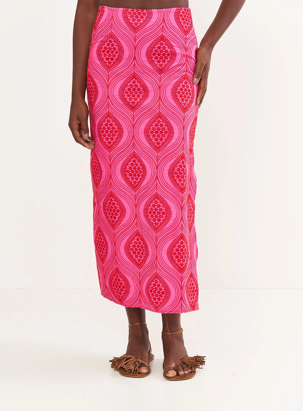 Saia Bordada Midi Estampados