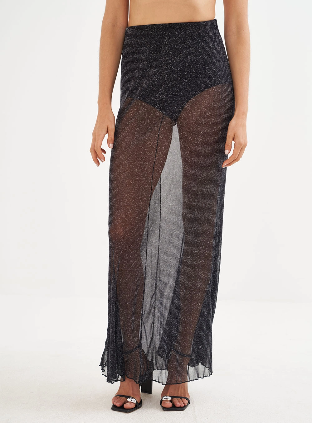 Saia Longa Em Tule Preto