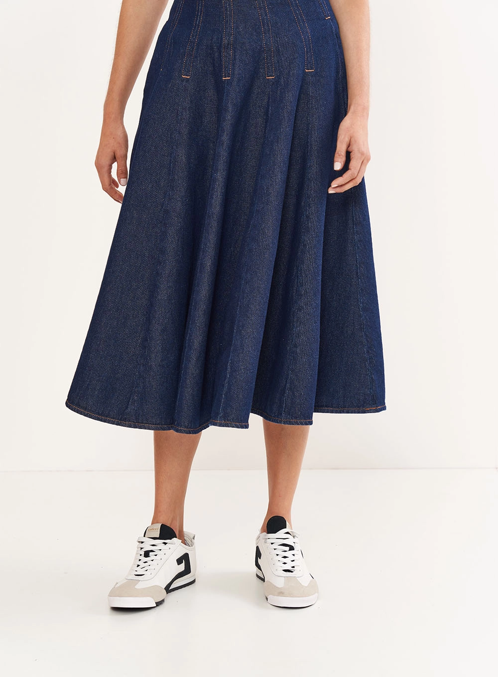 Saia Jeans Midi Evasê Índigo