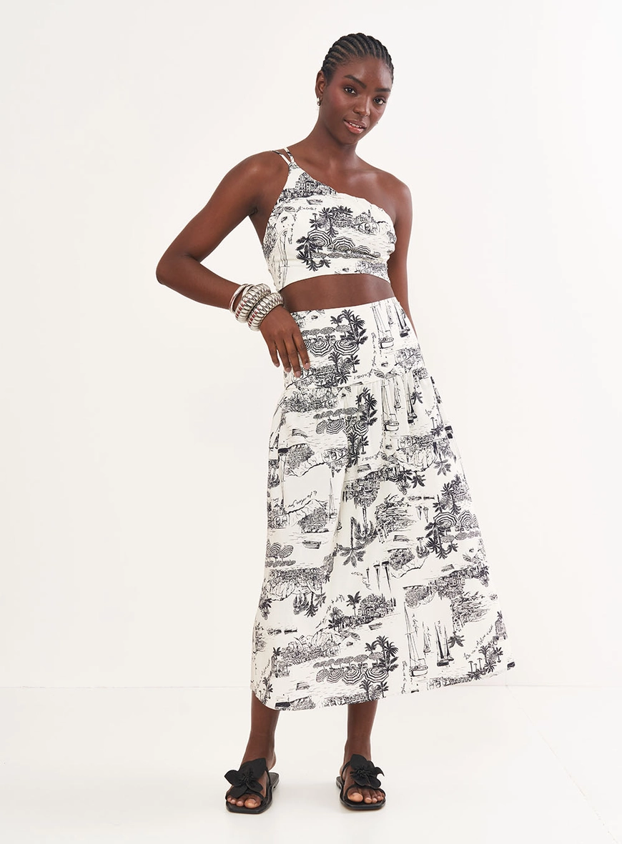 Saia Estampada Midi - Riviera