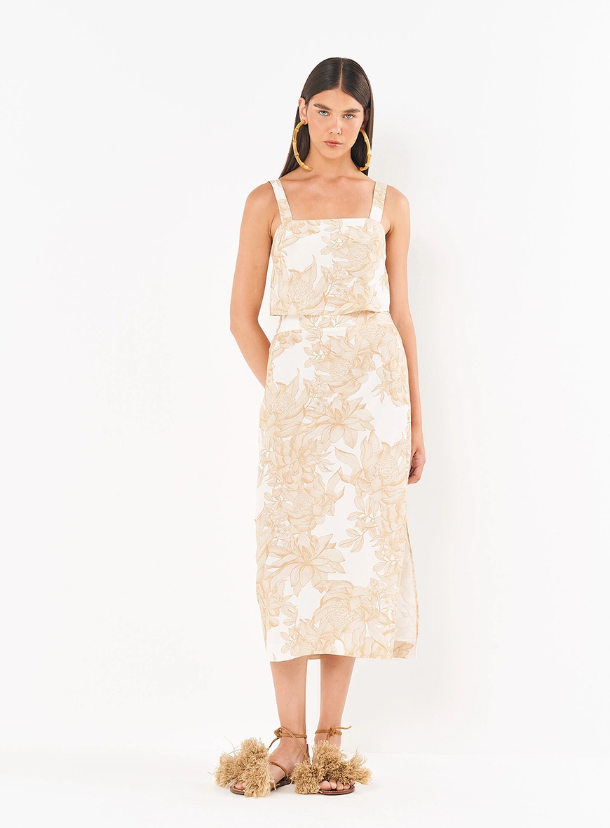 Saia Estampada Midi Floral