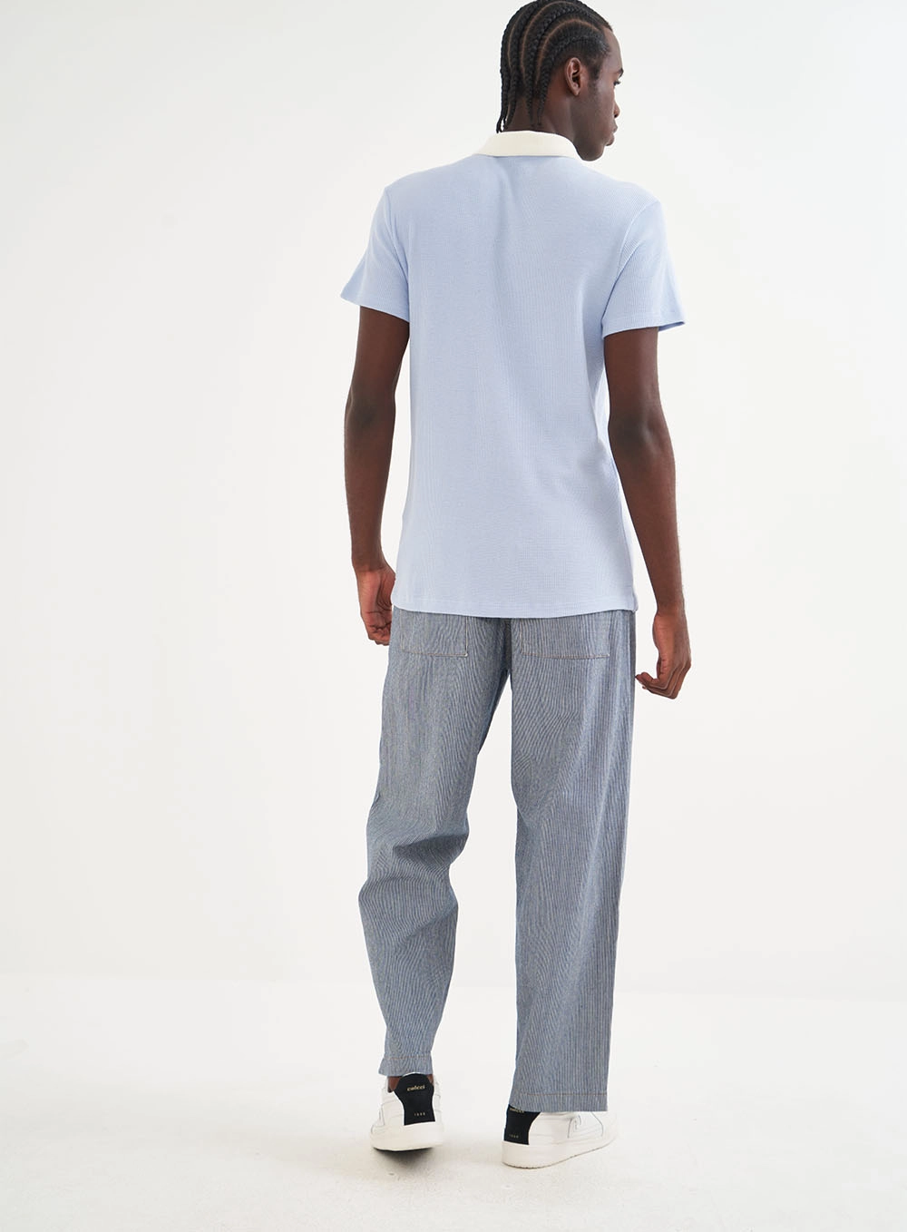 Polo Masculina Gola Contrastante Azul