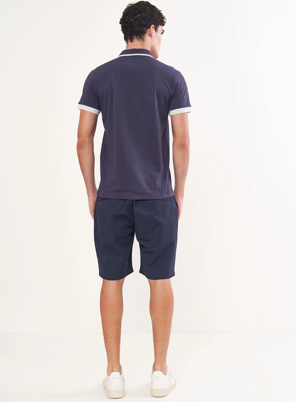 Polo Masculina Manga Curta Azul