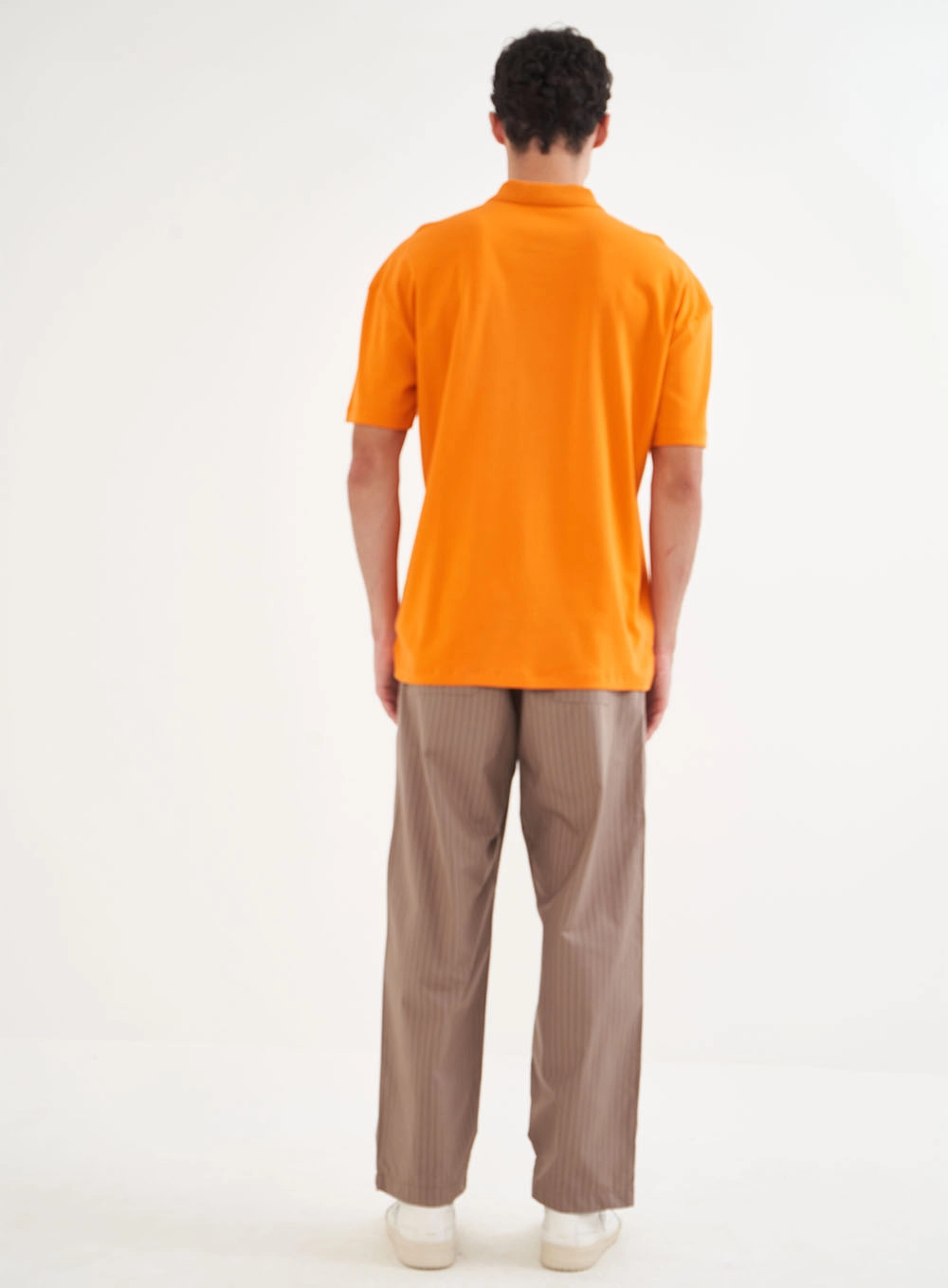 Polo Masculina Manga Curta Laranja