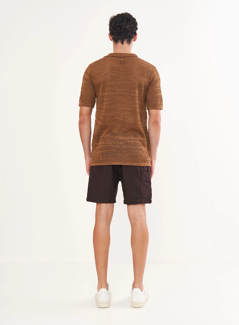 Polo Masculina Jacquard Comfort Marrom