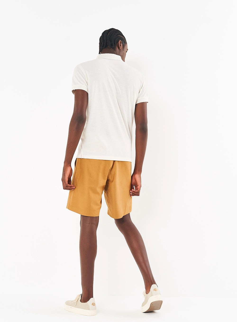Polo Masculina Em Linho Off White