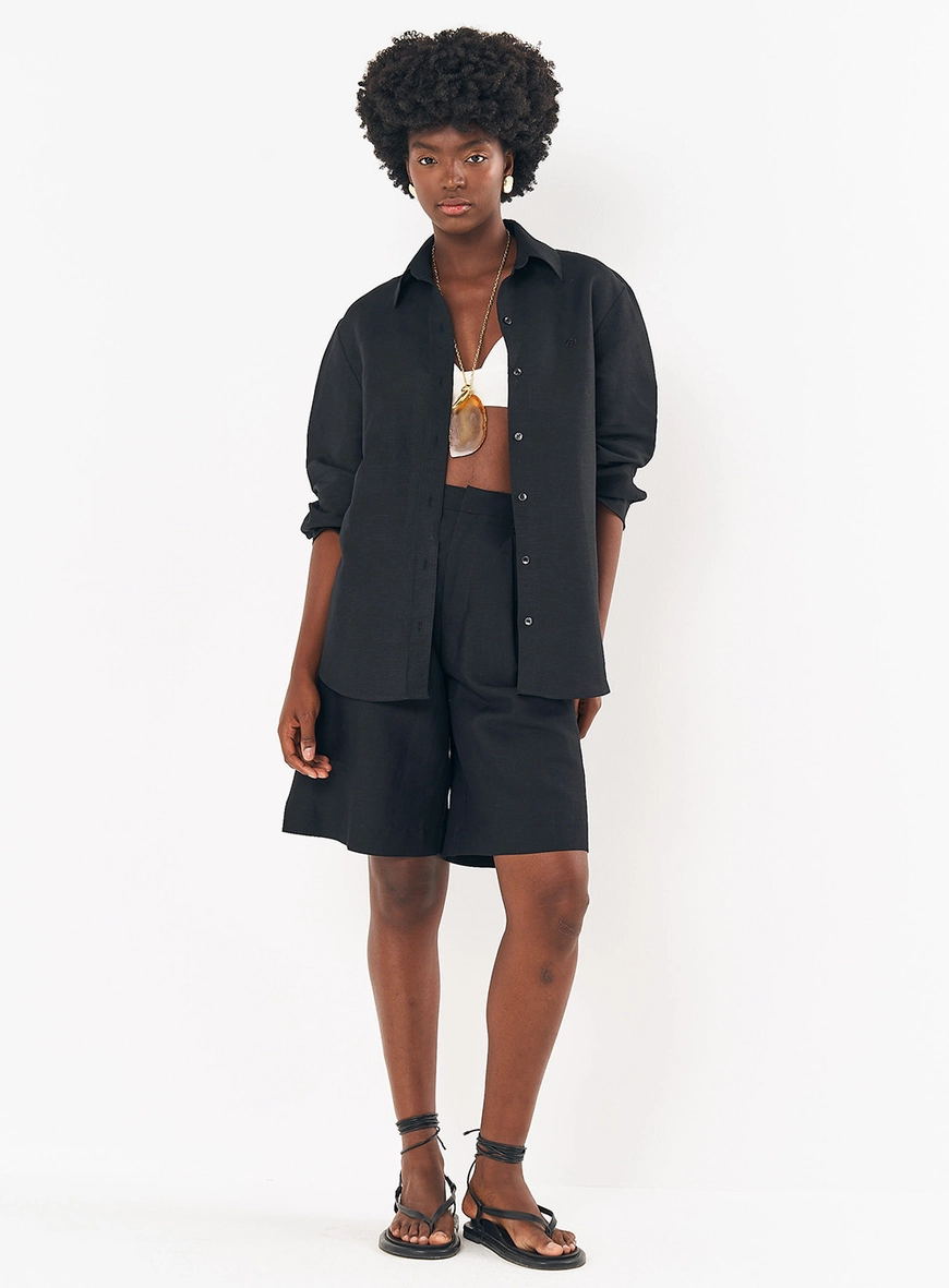 Camisa Feminina Alongada Em Linho