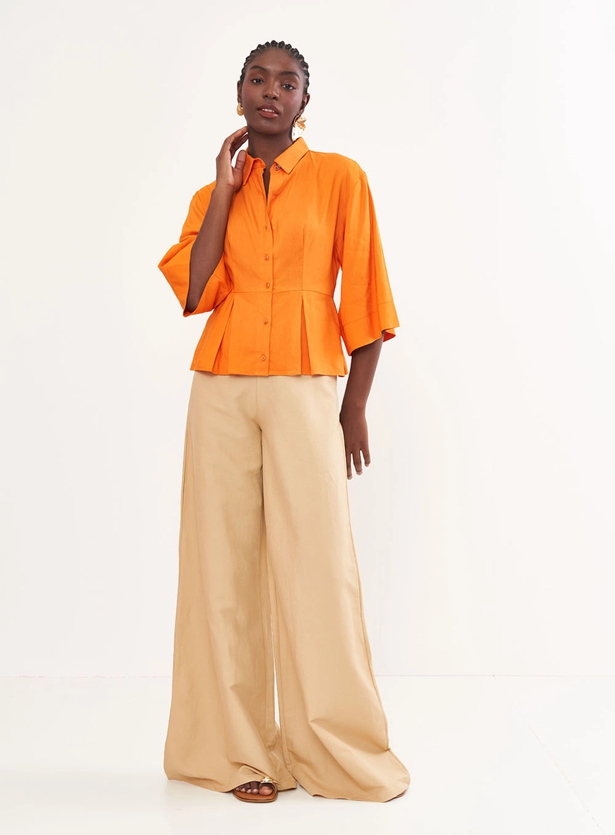Camisa Feminina Em Linho Evasê