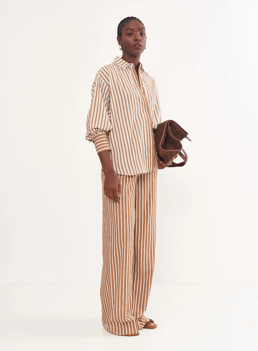 Camisa Feminina Listrada Manga Longa