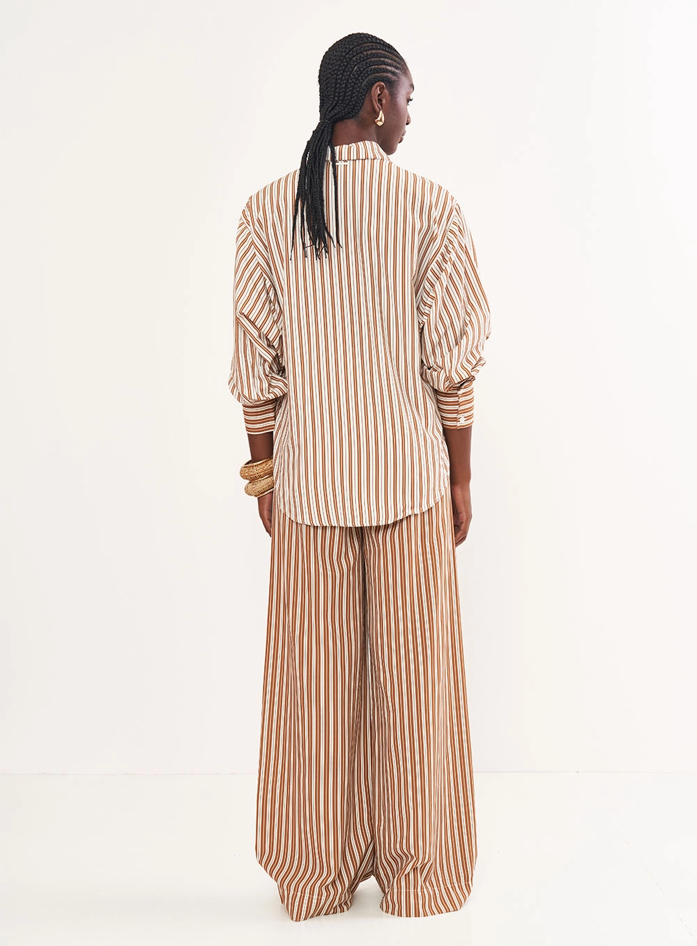 Camisa Feminina Listrada Manga Longa Estampados