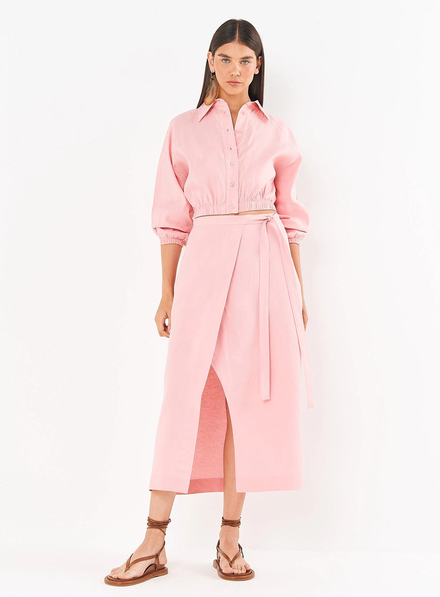 Camisa Feminina Linho E Cós Com Elástico
