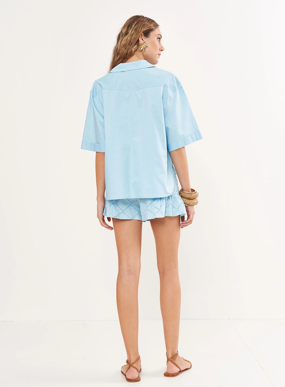 Camisa Feminina Alfaiataria Resort Azul