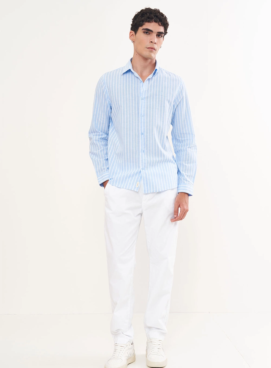 Camisa Linho Listrada Relax