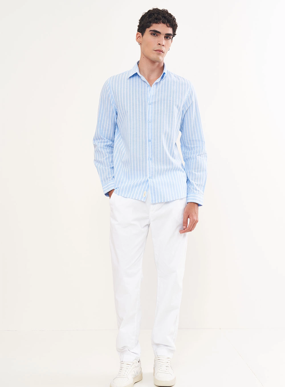 Camisa Linho Listrada Relax Estampados