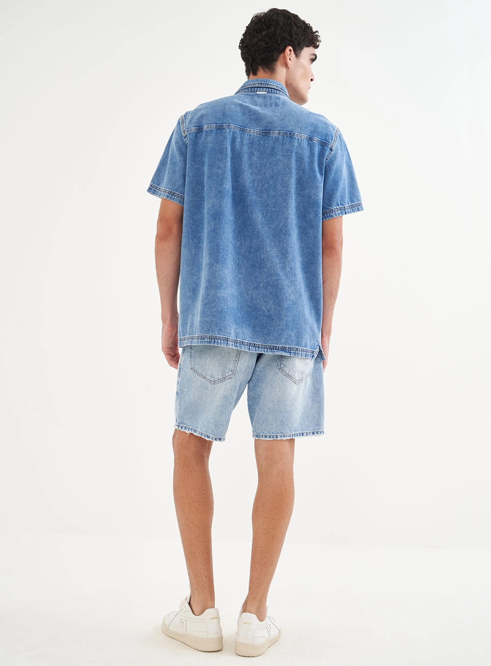 Camisa Masculina Jeans Reta Índigo