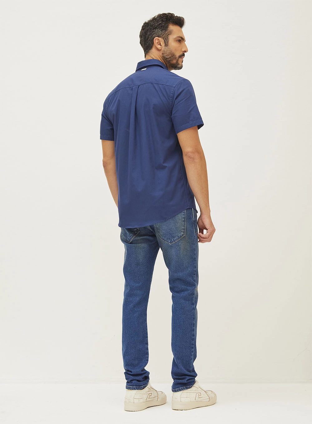 Camisa Masculina Relax Manga Curta Azul Darkness