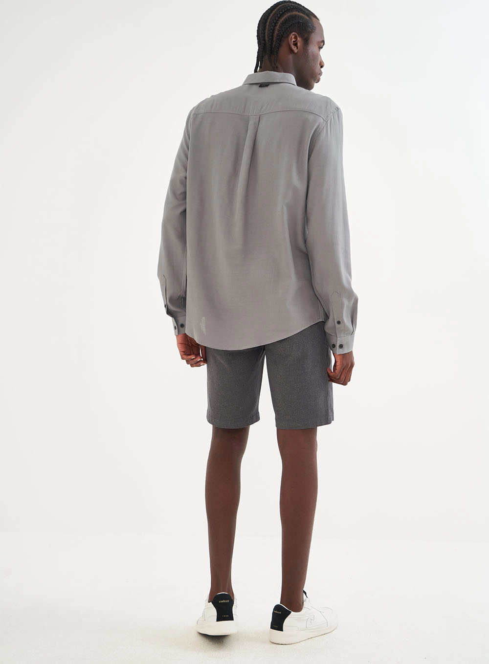Camisa Masculina Alfaiataria Relax Cinza