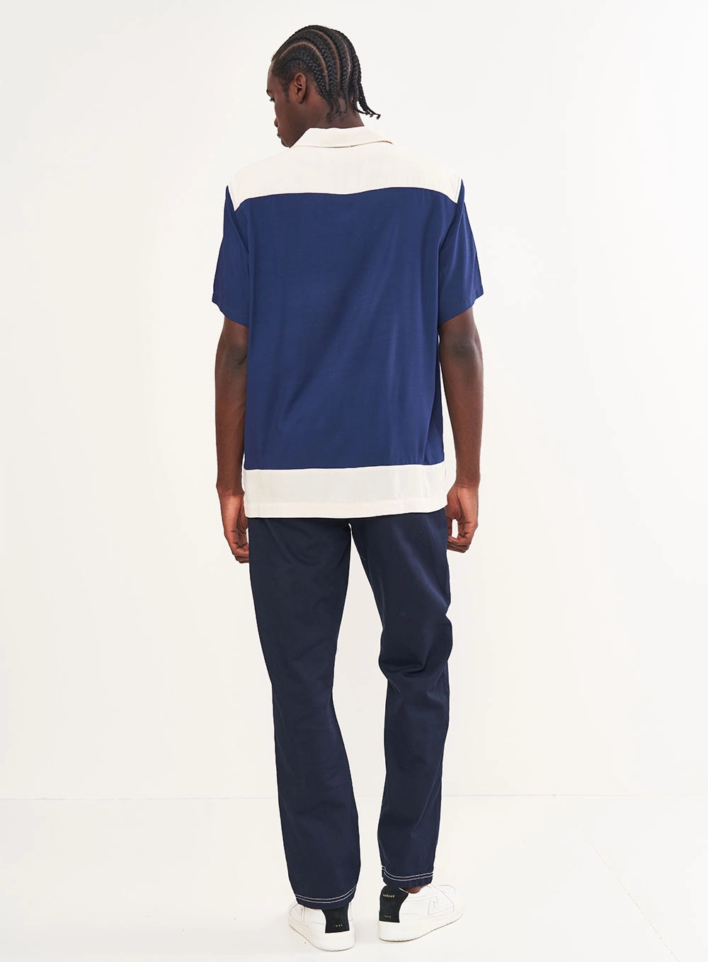 Camisa Masculina Manga Curta Duo Color Box Azul