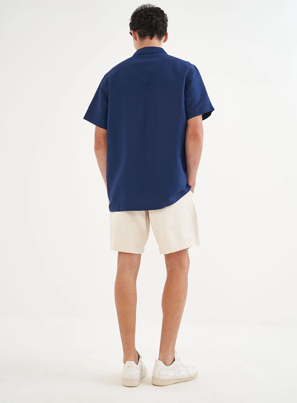 Camisa Linho Box Azul Darkness