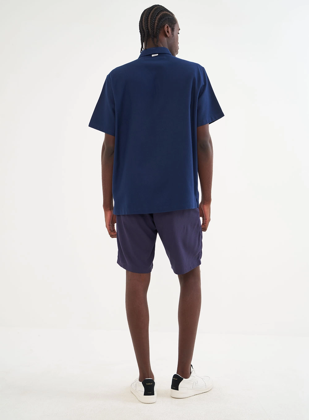 Camisa Masculina Sarja Com Bolsos -  Box Azul