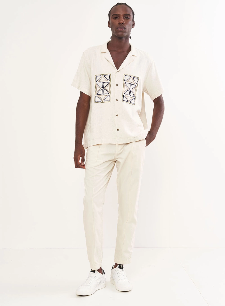 Camisa Linho Box Com Bordado