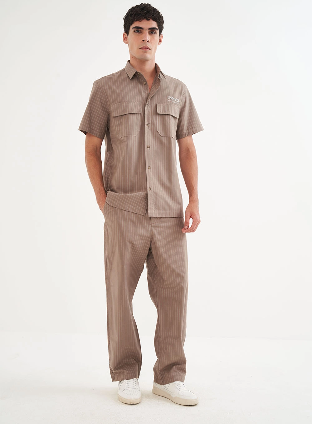 Camisa Masculina Listrada Com Bolsos - Relax Estampados