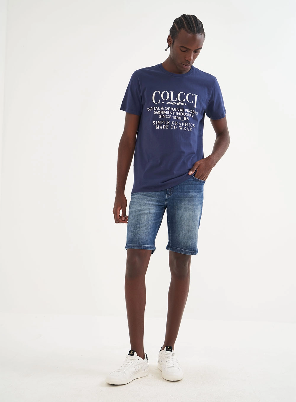 Camiseta Masculina Manga Curta Azul Darkness
