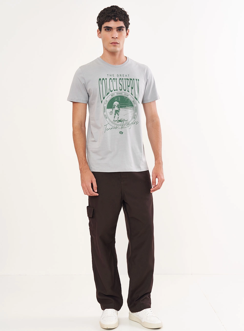 Camiseta Masculina Estampada Cinza
