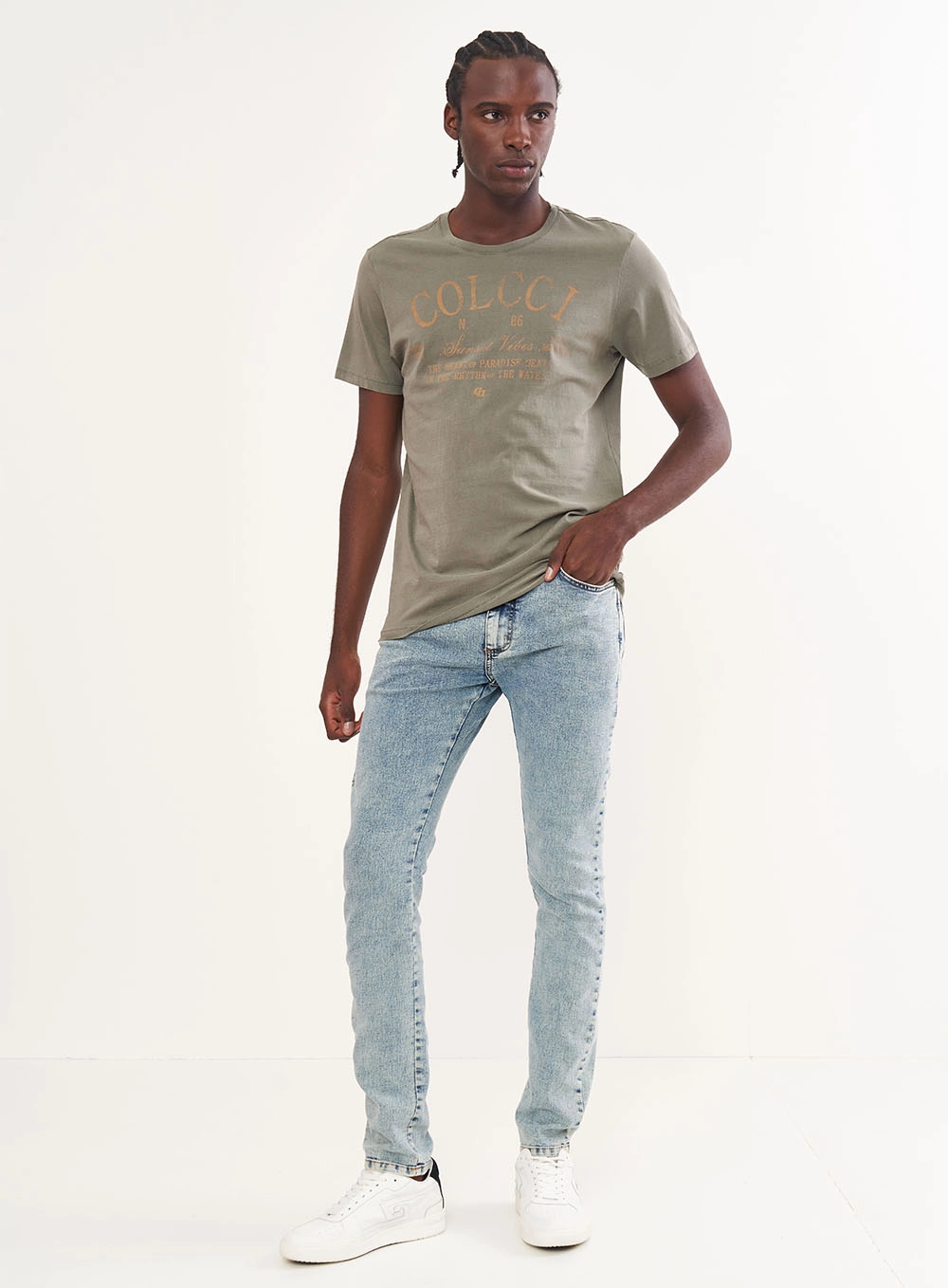 Camiseta Ajustada Com Logo Frontal Verde