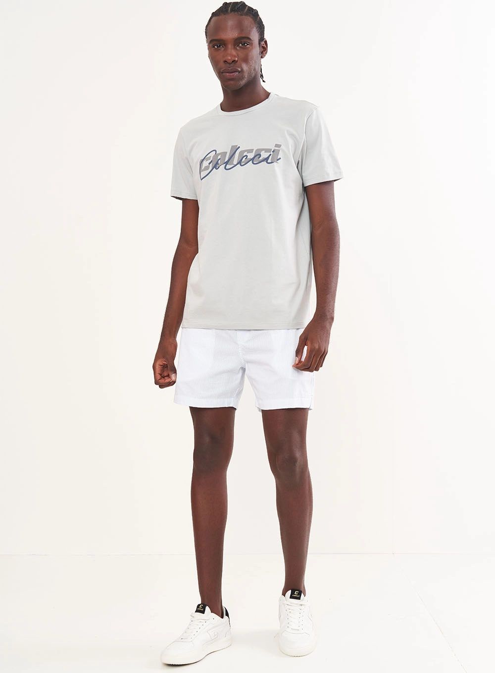 Camiseta Masculina Manga Curta Com Logo Cinza