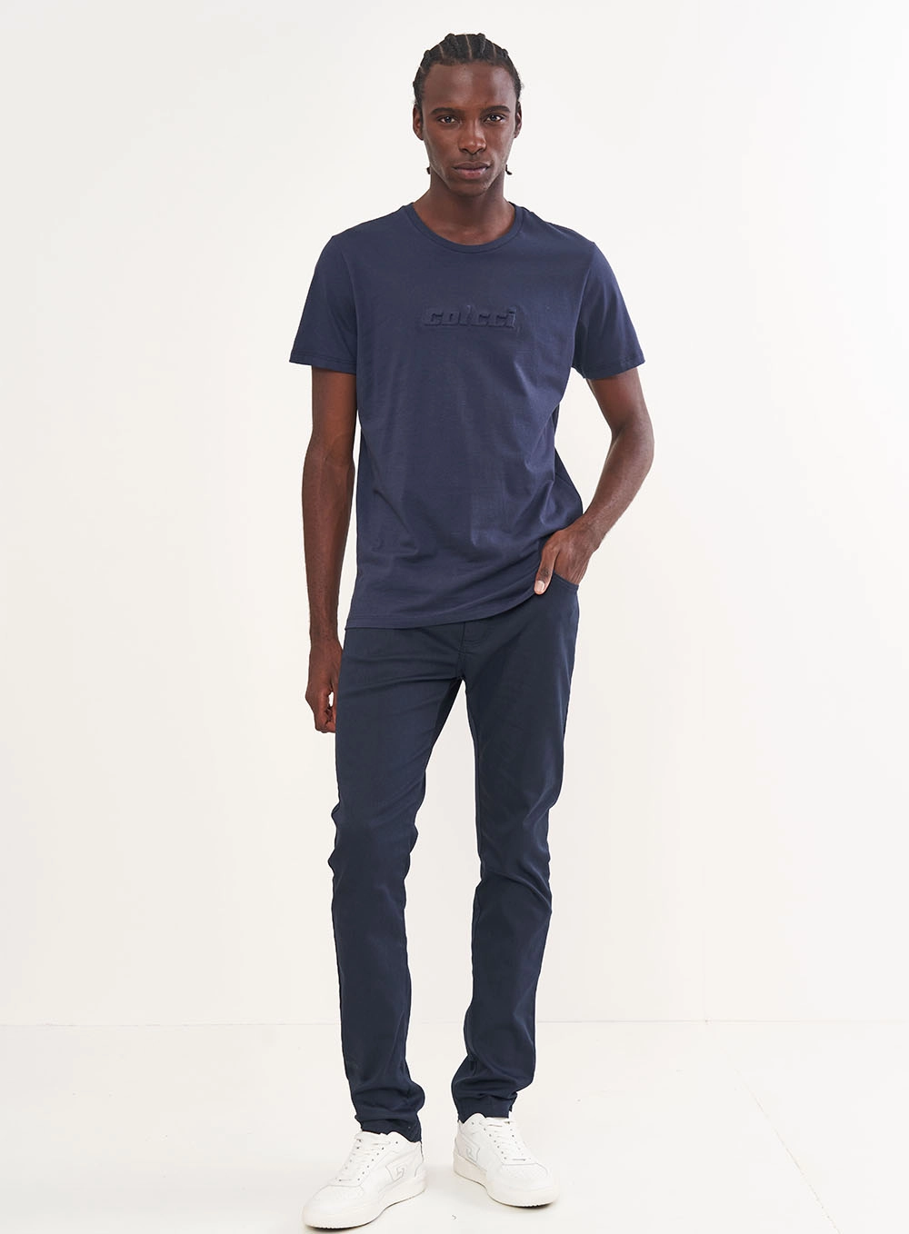 Camiseta Com Logo Em Alto Relevo Azul