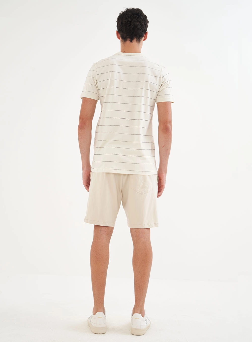Camiseta Masculina Comfort Com Listras Bege Italian