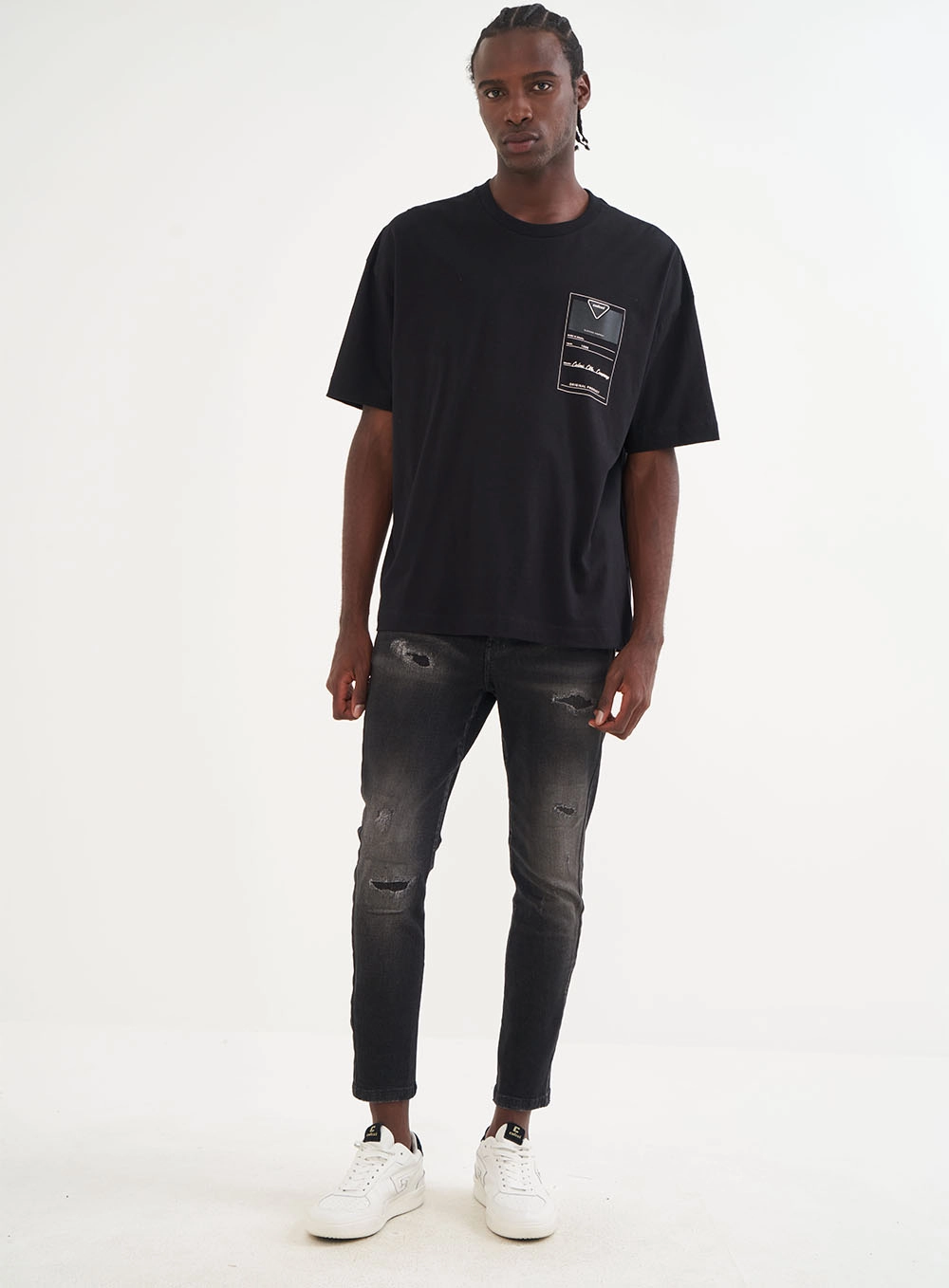 Camiseta Masculina Com Estampa Lateral Preto
