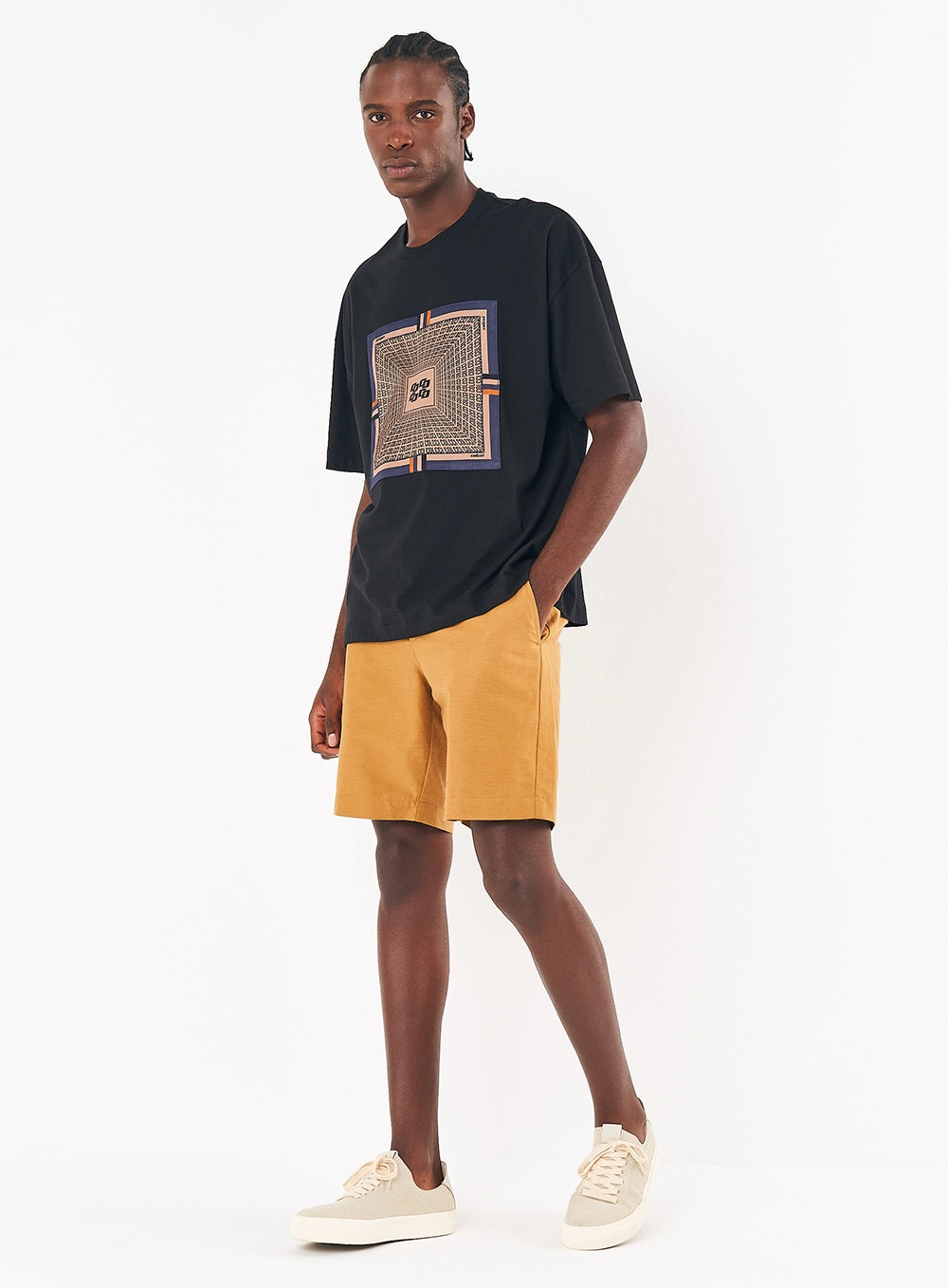 Camiseta Masculina Manga Curta Com Estampa Preto