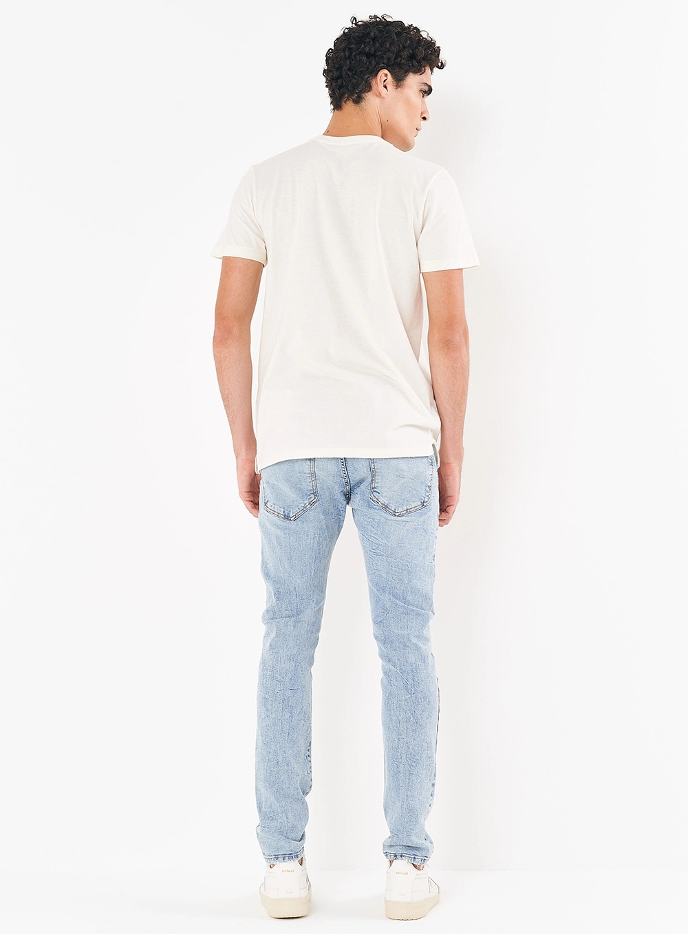 Camiseta Masculina Manga Curta Em Linho Off White