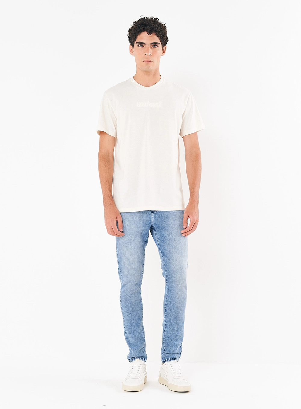 Camiseta Masculina Em Linho Off White